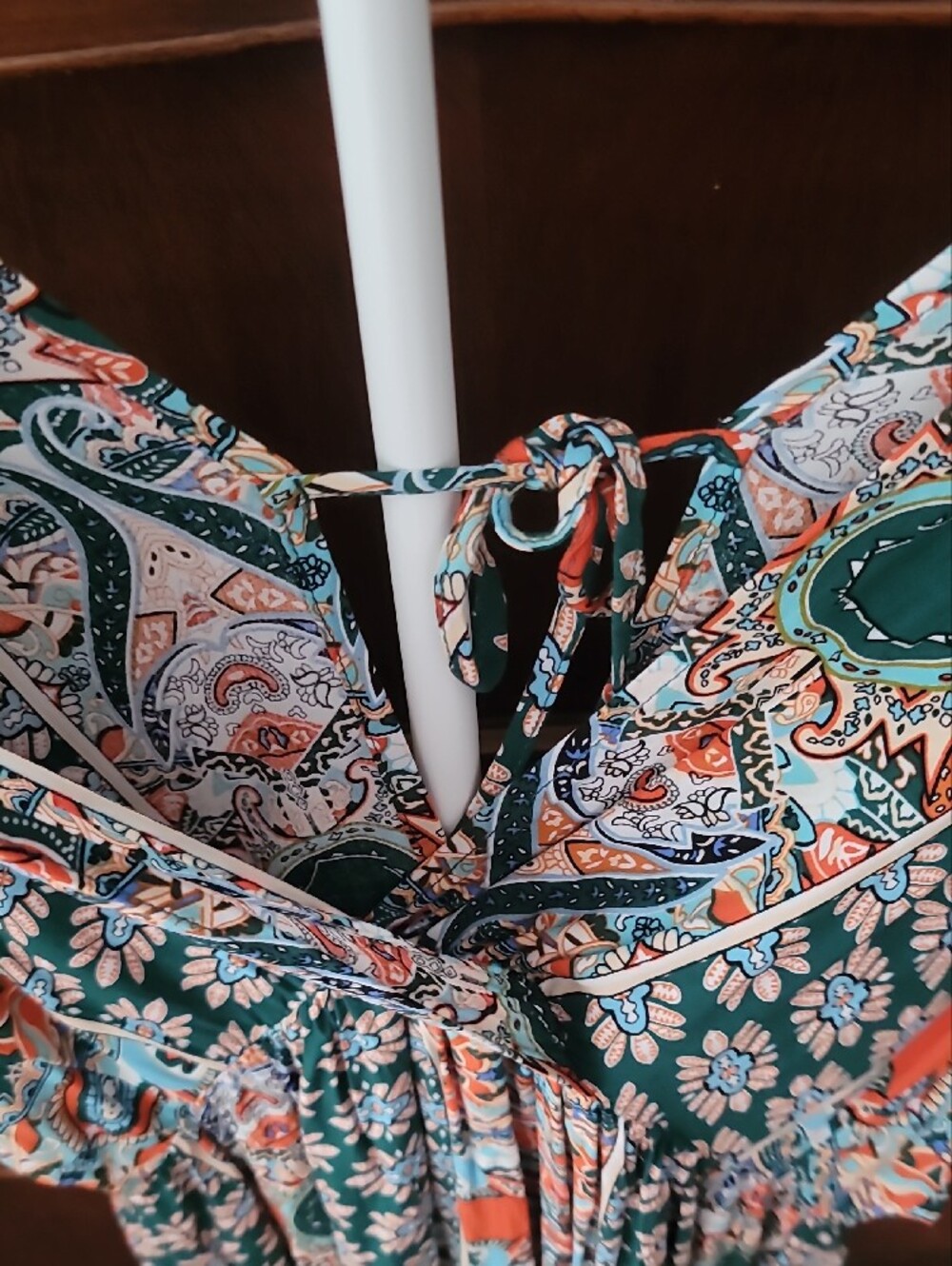 Boho Floral Paisley Tunic Dress in Teal & Coral - Picture 11 of 16